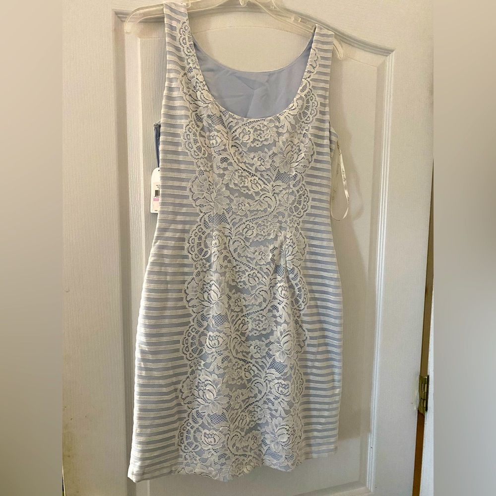 New with tags, Light blue and White Knee length dress, Jessica Simpson